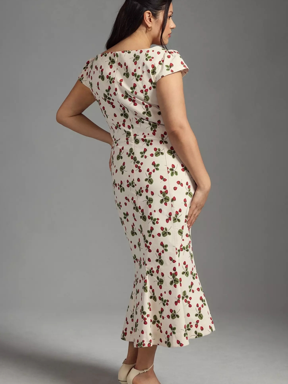 Anthropologie Maeve White Maxi Dress with Red Strawberry Print - Picture 3 of 11